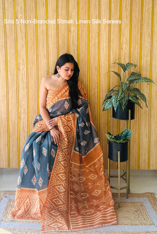 Sita 5 Non-Branded Stmah Linen Silk Sarees
