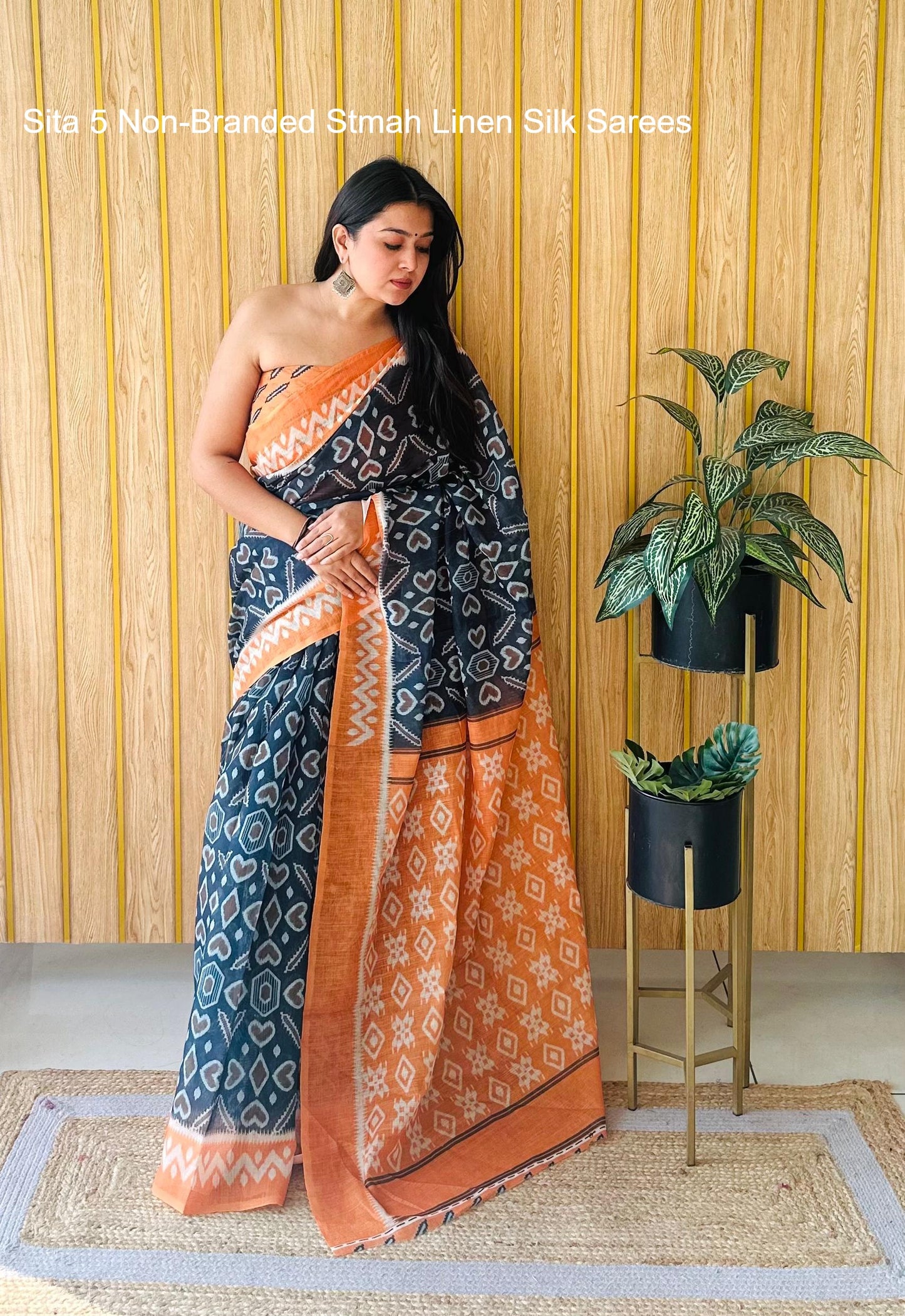 Sita 5 Non-Branded Stmah Linen Silk Sarees