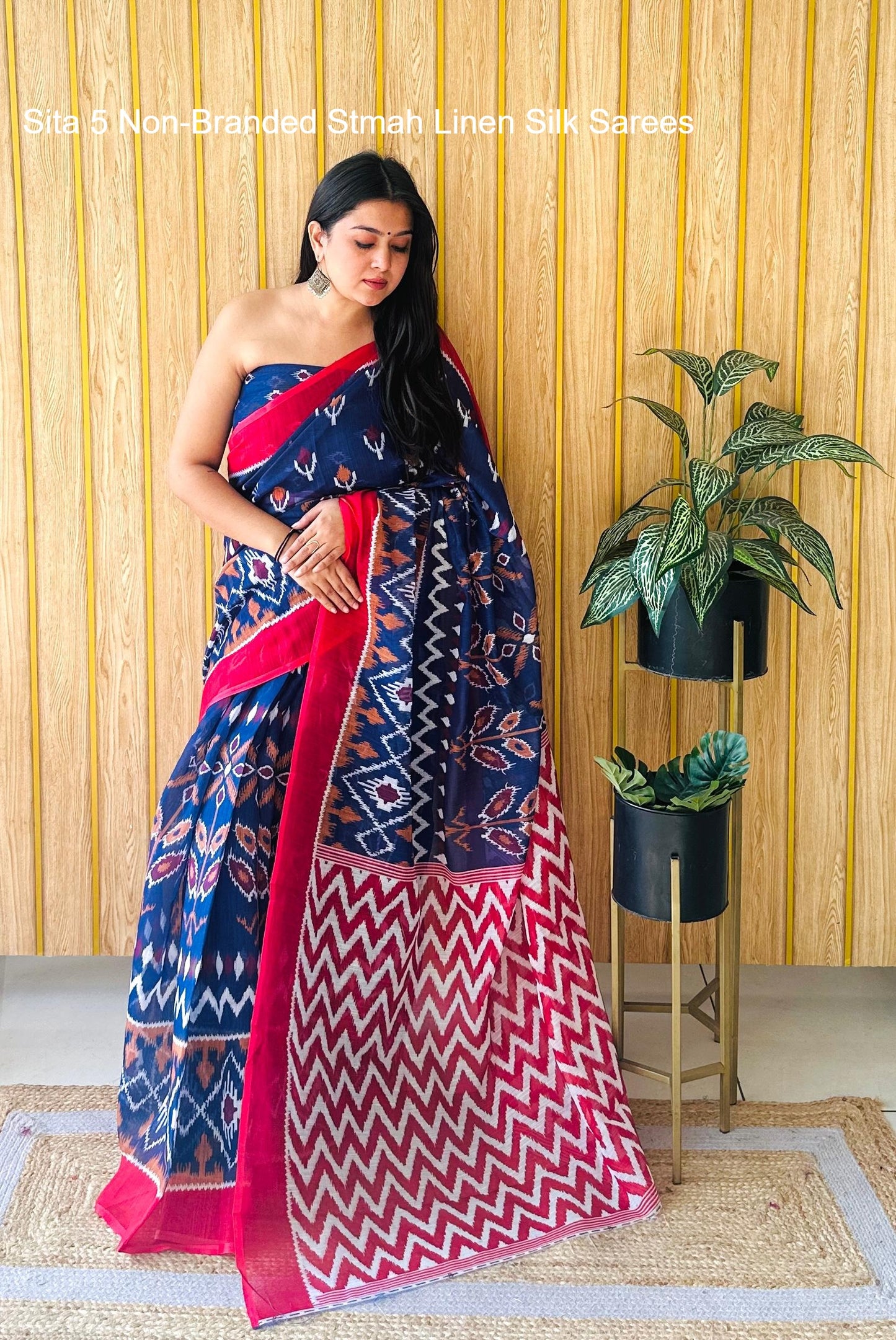 Sita 5 Non-Branded Stmah Linen Silk Sarees