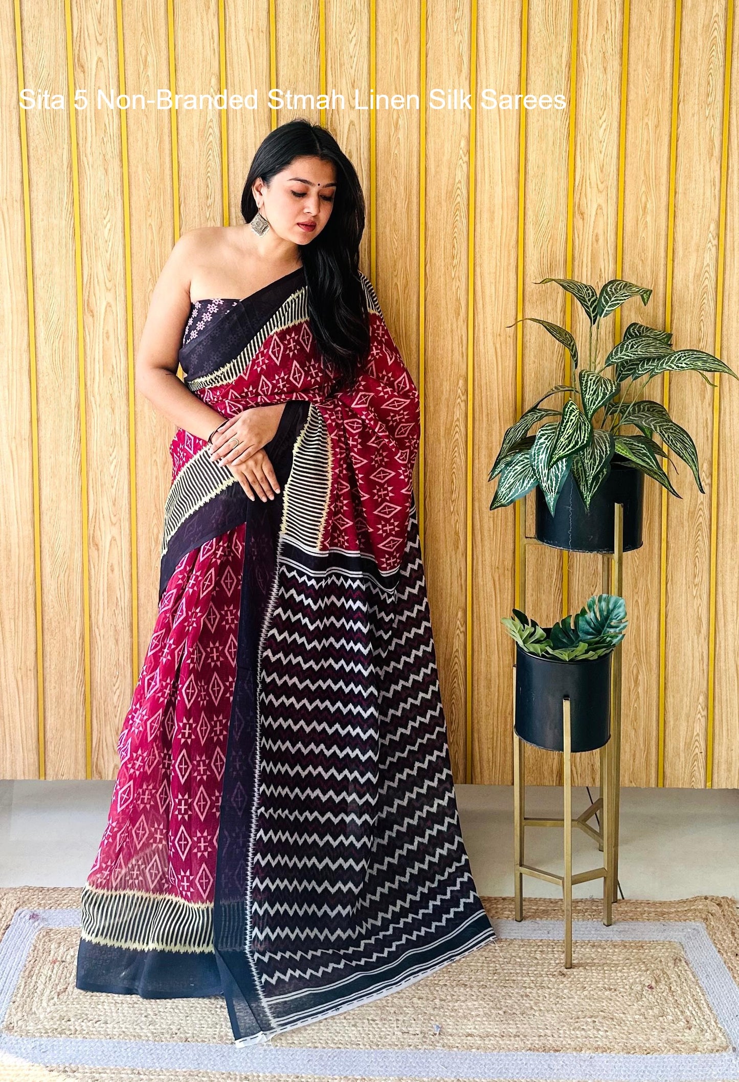 Sita 5 Non-Branded Stmah Linen Silk Sarees