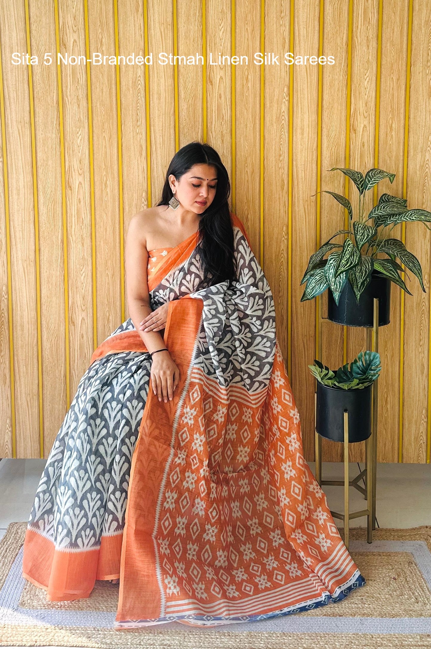 Sita 5 Non-Branded Stmah Linen Silk Sarees