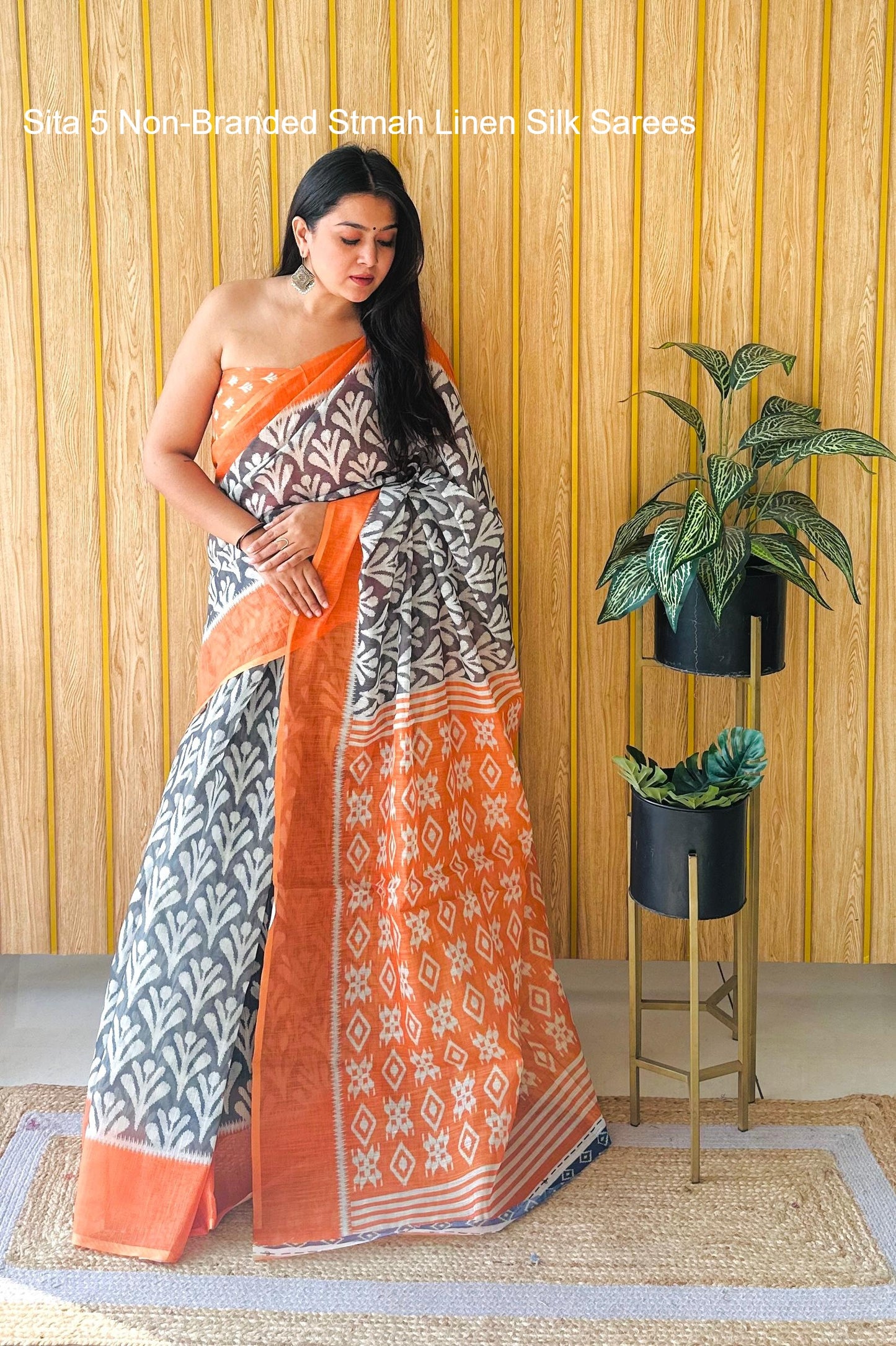 Sita 5 Non-Branded Stmah Linen Silk Sarees