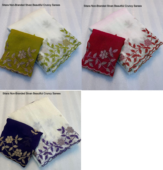 Sitara Non-Branded Stvan Beautiful Cruncy Sarees