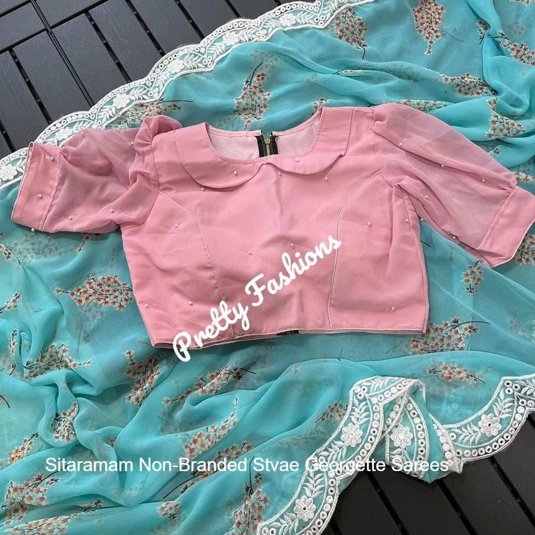 Sitaramam Non-Branded Stvae Georgette Sarees