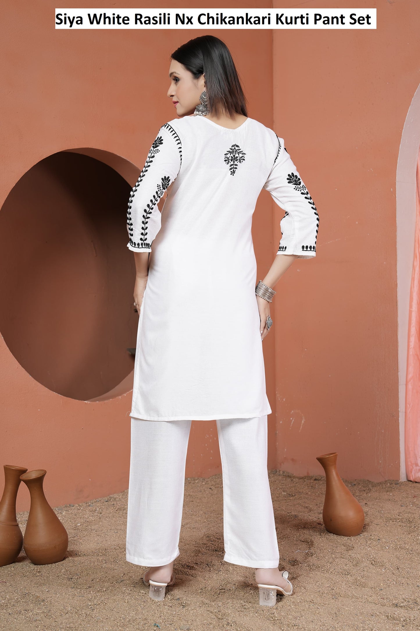 Siya White Rasili Nx Chikankari Kurti Pant Set