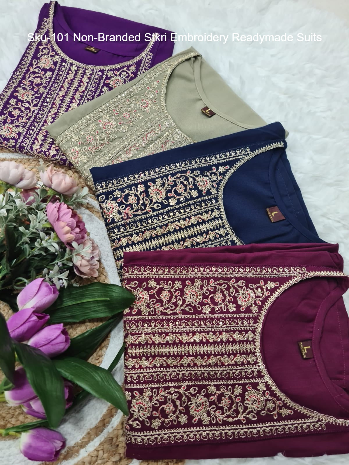 Sku-101 Non-Branded Stkri Embroidery Readymade Suits