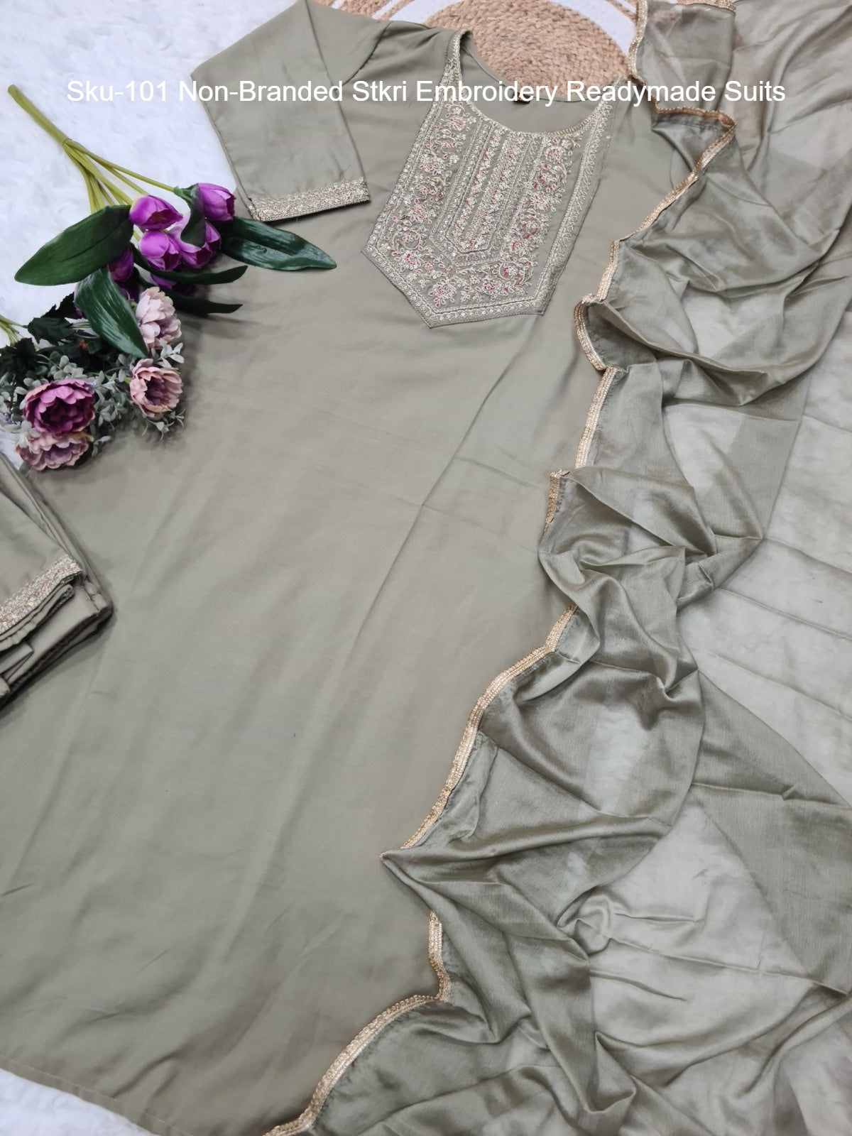 Sku-101 Non-Branded Stkri Embroidery Readymade Suits