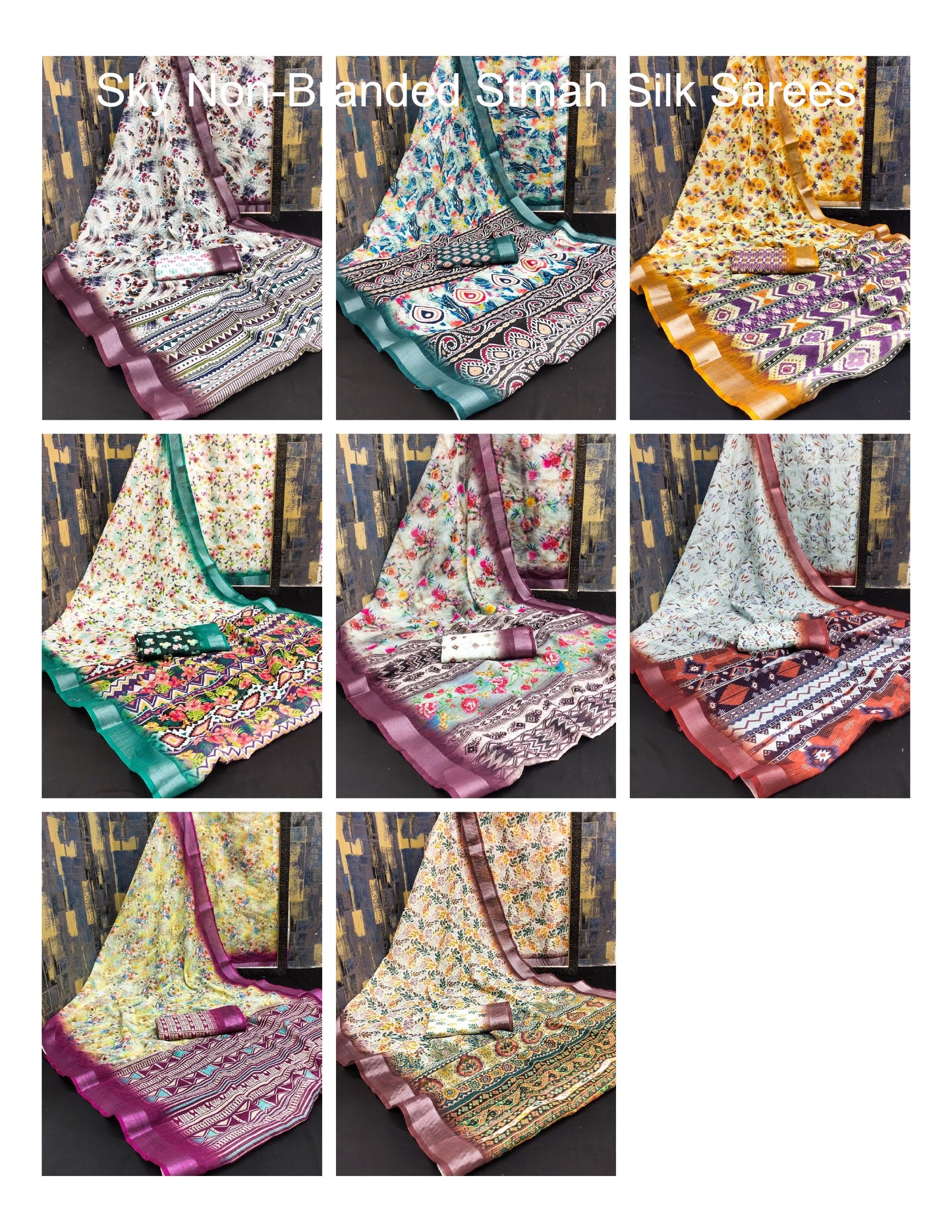 Sky Non-Branded Stmah Silk Sarees