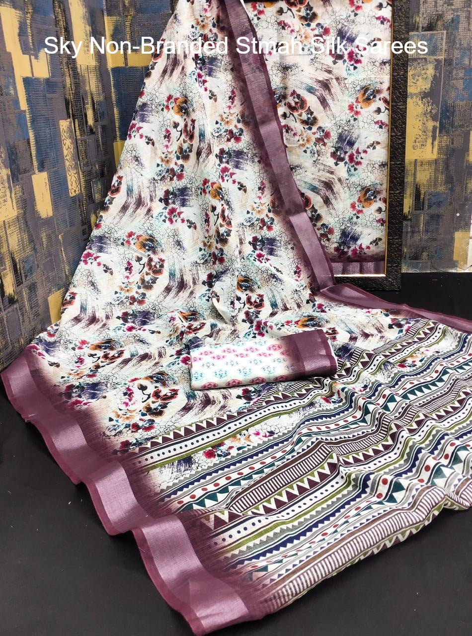 Sky Non-Branded Stmah Silk Sarees