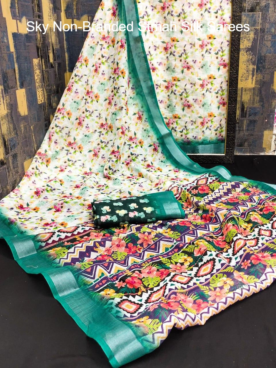 Sky Non-Branded Stmah Silk Sarees