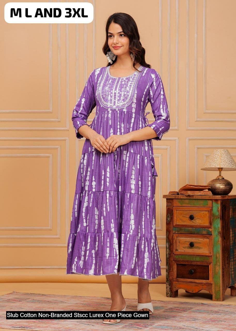 Slub Cotton Non-Branded Stscc Lurex One Piece Gown