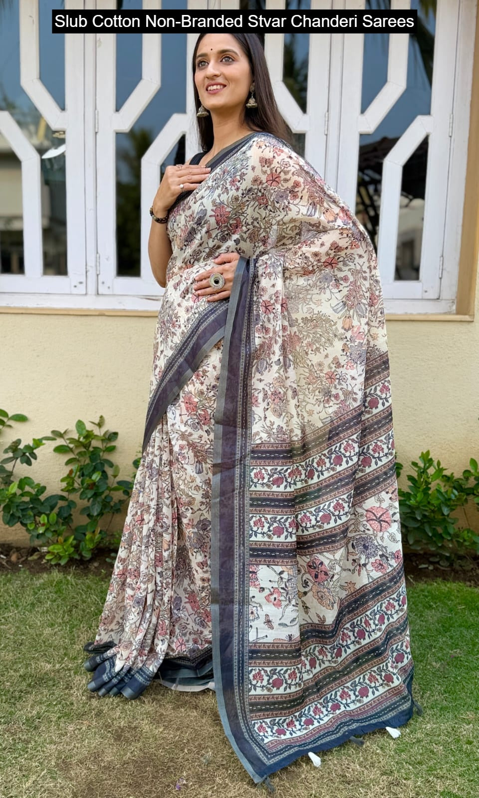 Slub Cotton Non-Branded Stvar Chanderi Sarees