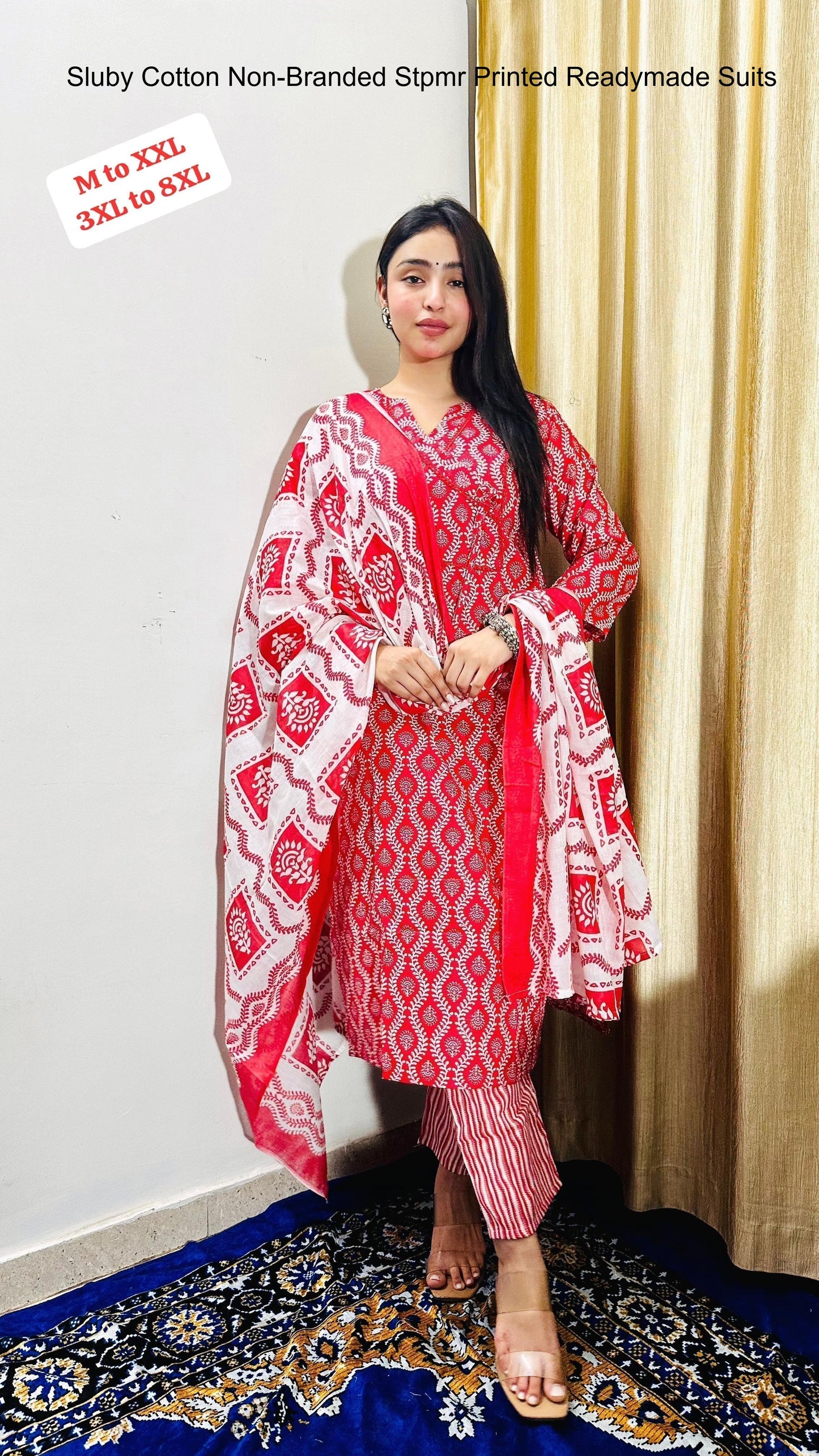 Sluby Cotton Non-Branded Stpmr Printed Readymade Suits