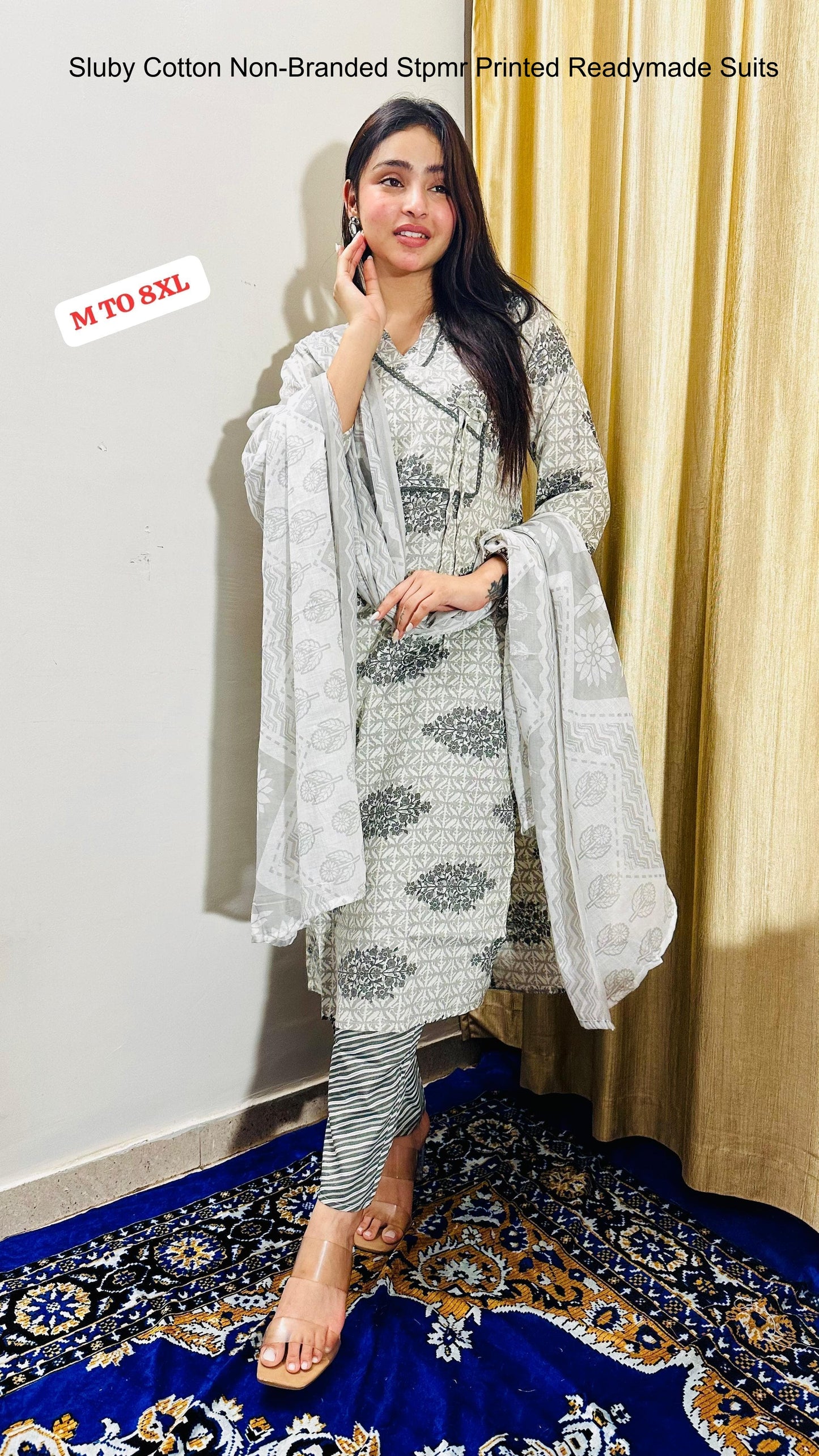 Sluby Cotton Non-Branded Stpmr Printed Readymade Suits