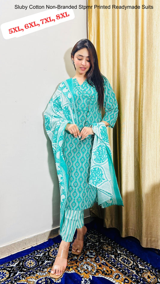 Sluby Cotton Non-Branded Stpmr Printed Readymade Suits