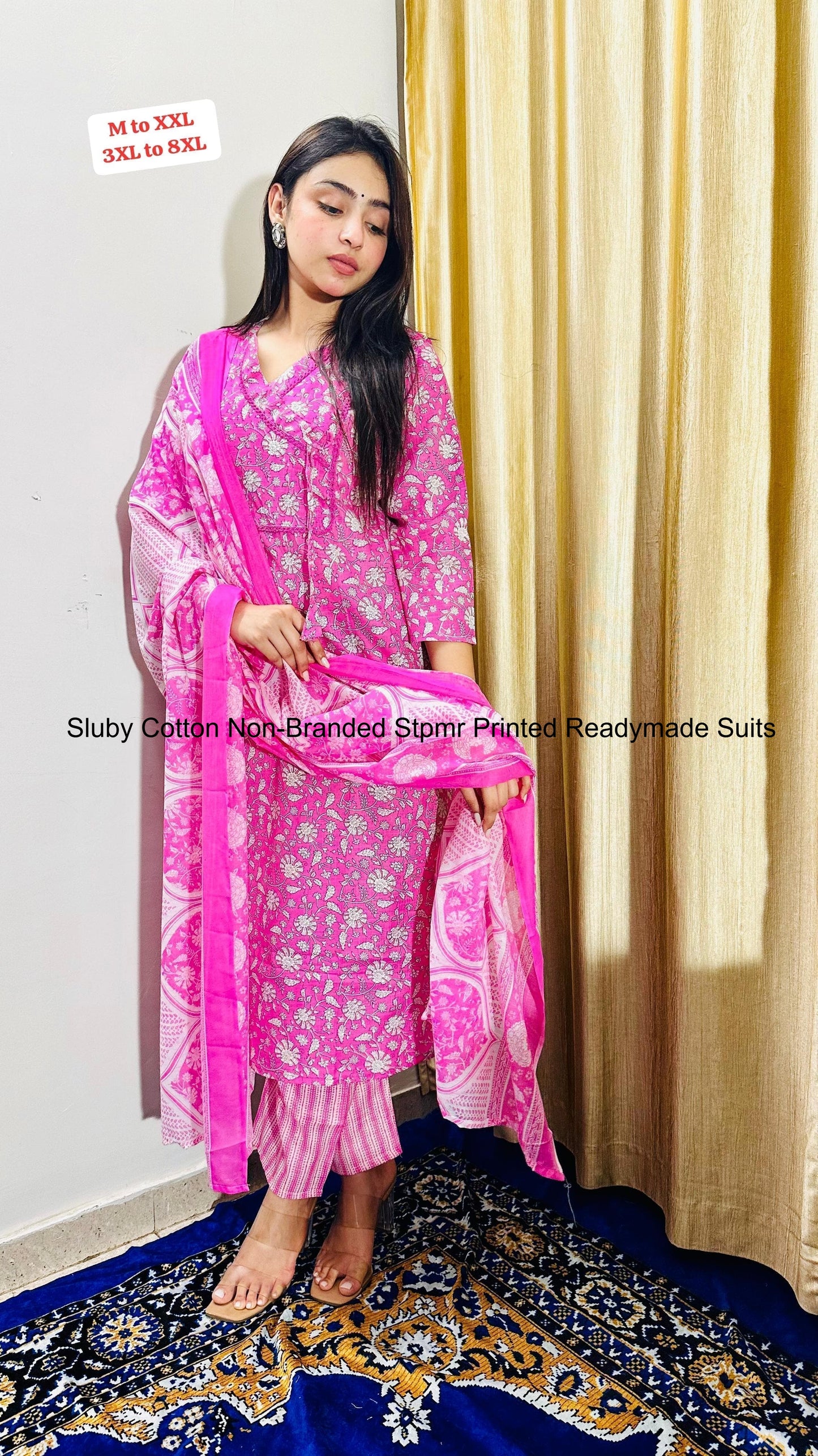 Sluby Cotton Non-Branded Stpmr Printed Readymade Suits