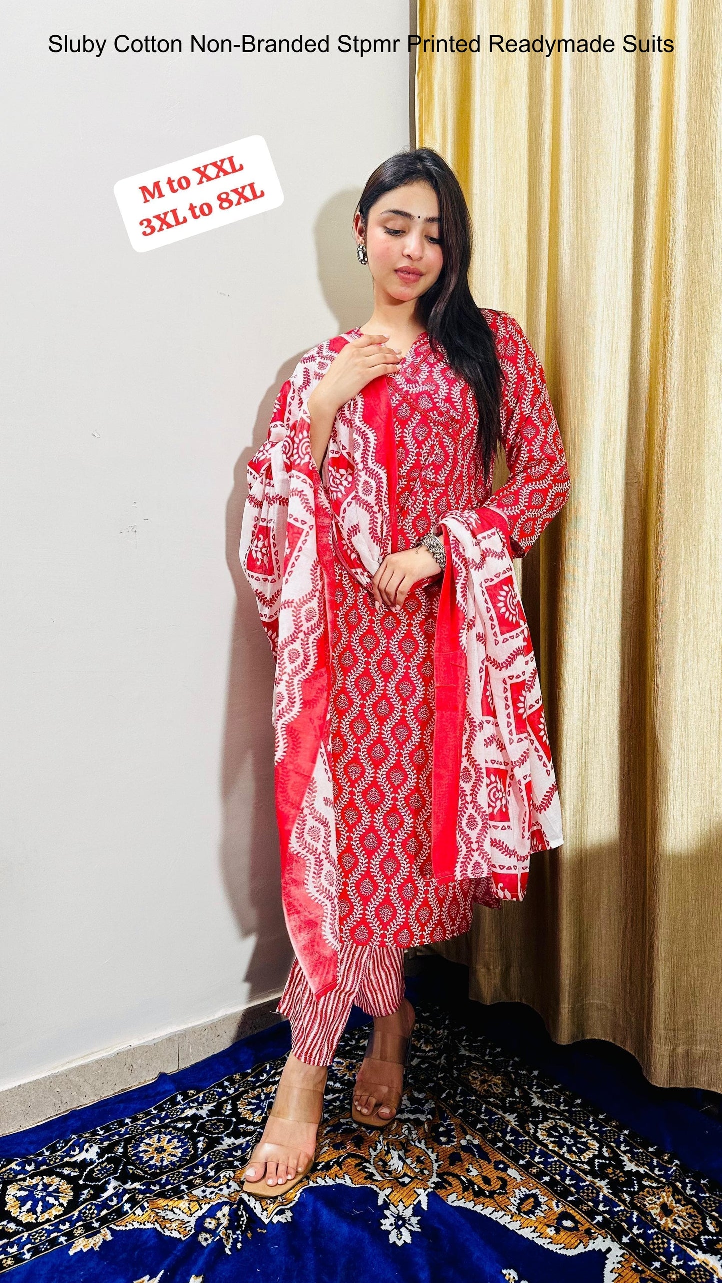 Sluby Cotton Non-Branded Stpmr Printed Readymade Suits