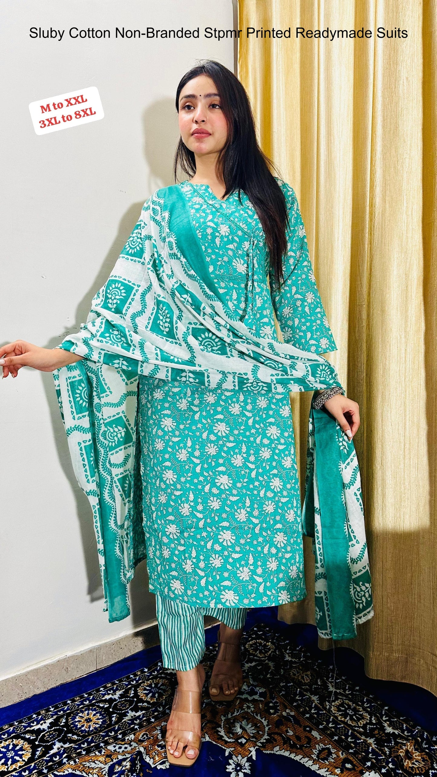 Sluby Cotton Non-Branded Stpmr Printed Readymade Suits