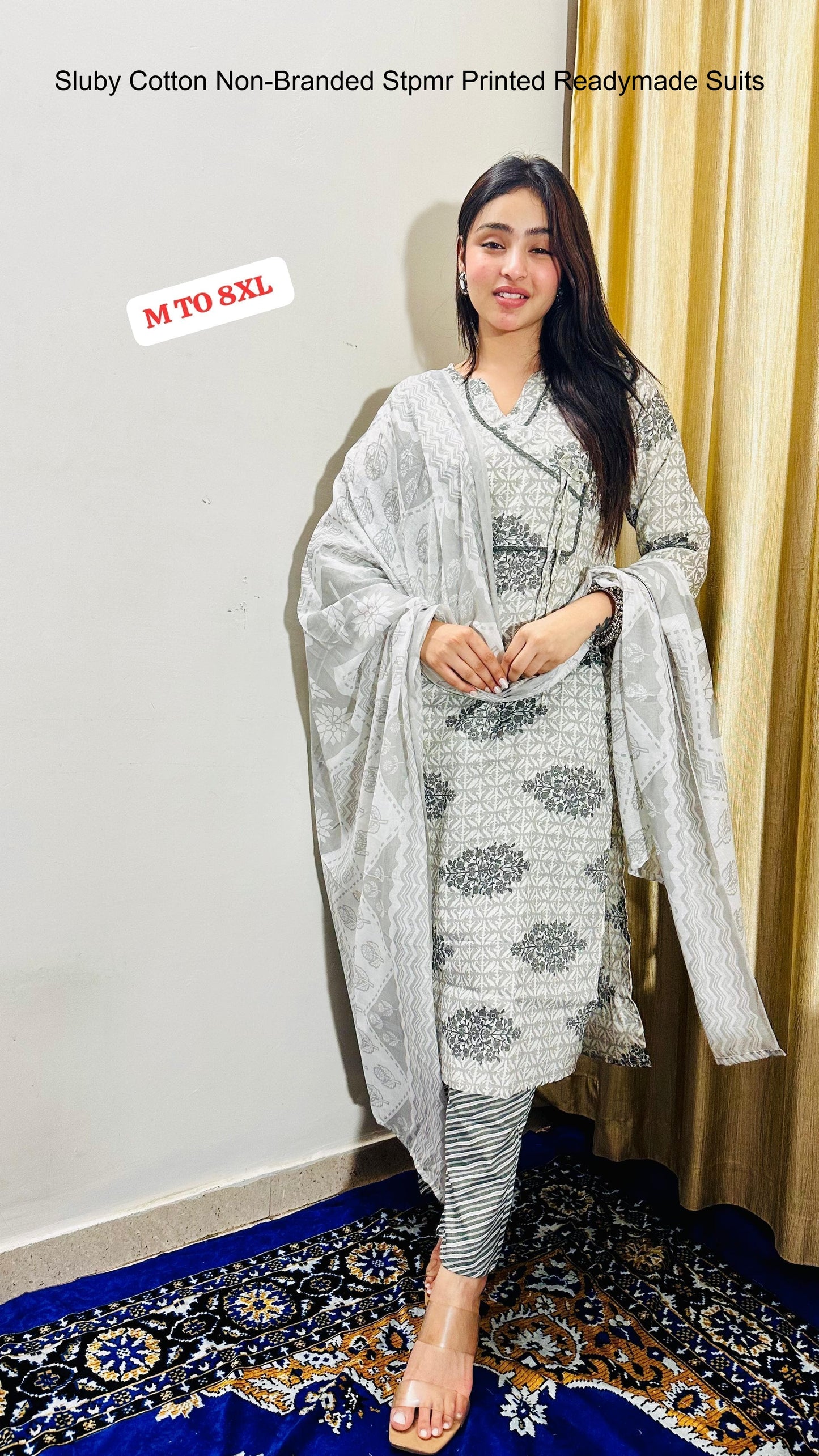 Sluby Cotton Non-Branded Stpmr Printed Readymade Suits