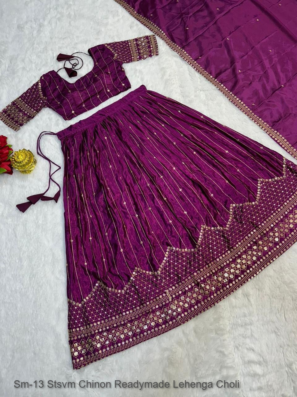 Sm-13 Stsvm Chinon Readymade Lehenga Choli