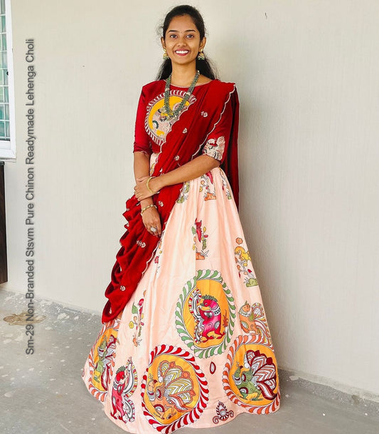 Sm-29 Non-Branded Stsvm Pure Chinon Readymade Lehenga Choli