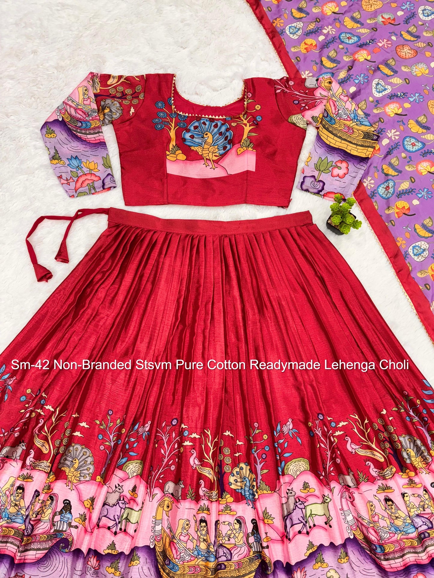 Sm-42 Non-Branded Stsvm Pure Cotton Readymade Lehenga Choli