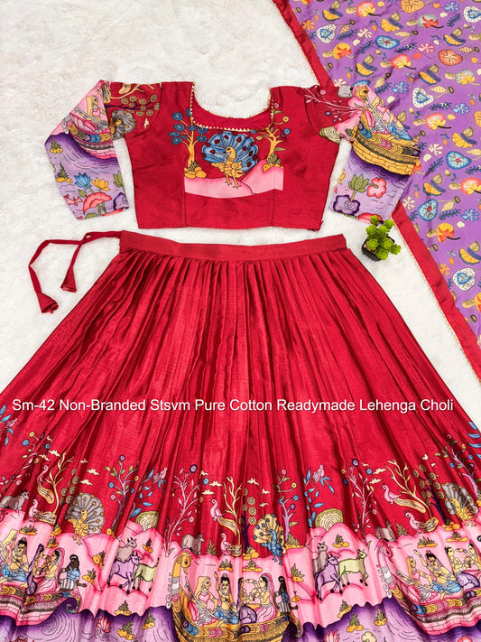 Sm-42 Non-Branded Stsvm Pure Cotton Readymade Lehenga Choli