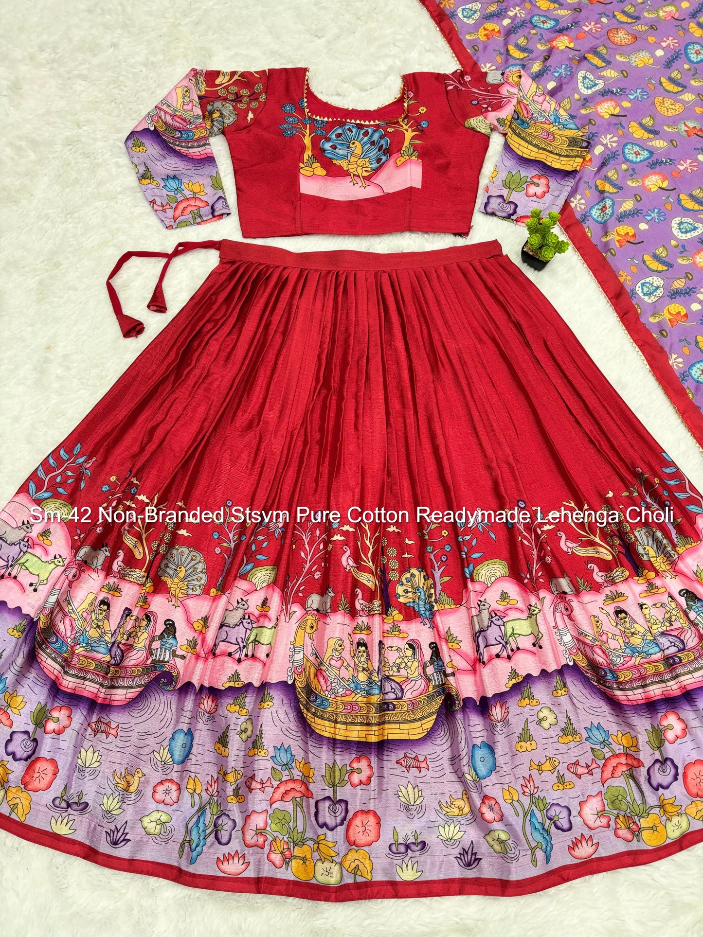 Sm-42 Non-Branded Stsvm Pure Cotton Readymade Lehenga Choli