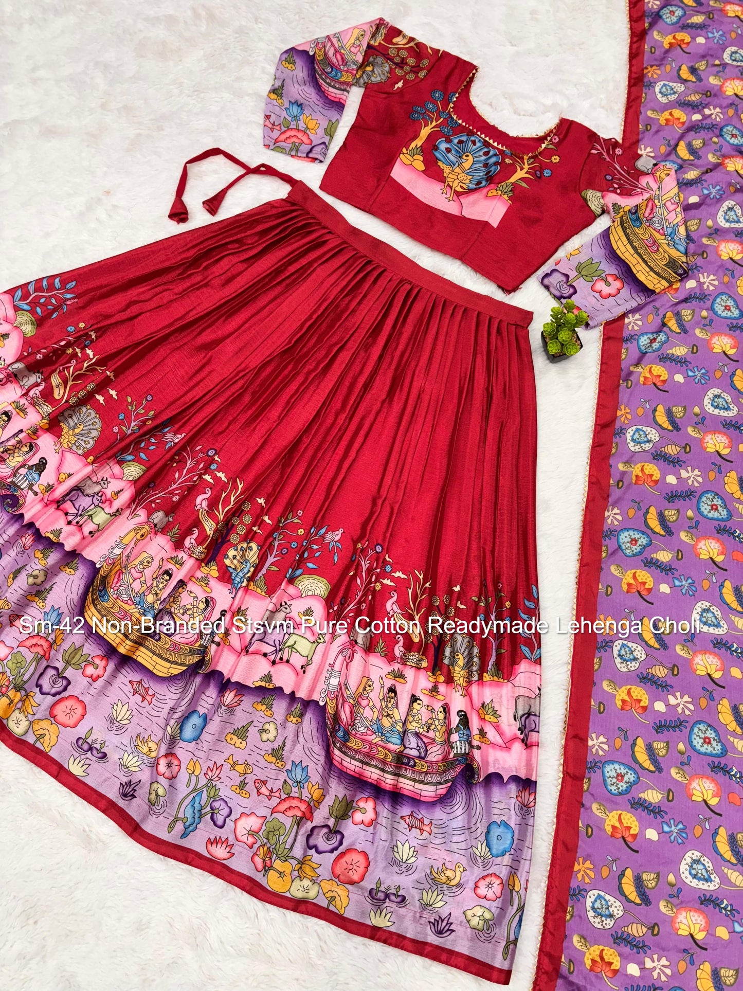 Sm-42 Non-Branded Stsvm Pure Cotton Readymade Lehenga Choli