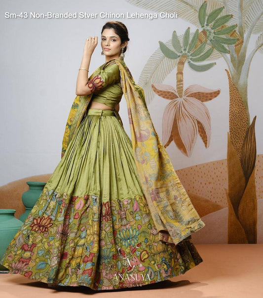Sm-43 Non-Branded Stver Chinon Lehenga Choli