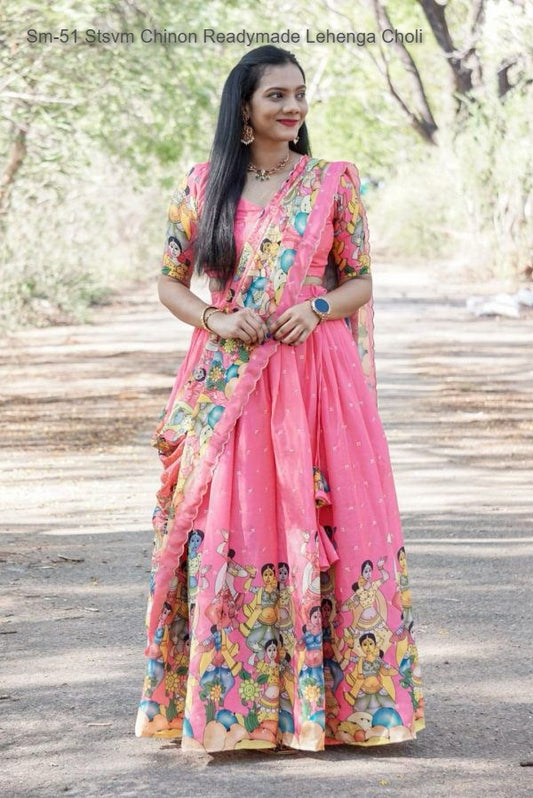 Sm-51 Stsvm Chinon Readymade Lehenga Choli