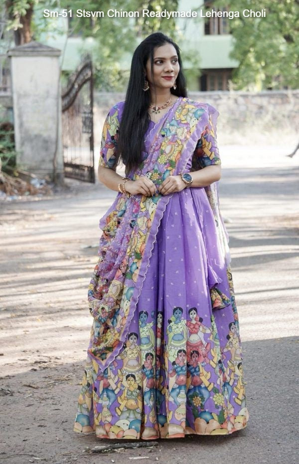 Sm-51 Stsvm Chinon Readymade Lehenga Choli