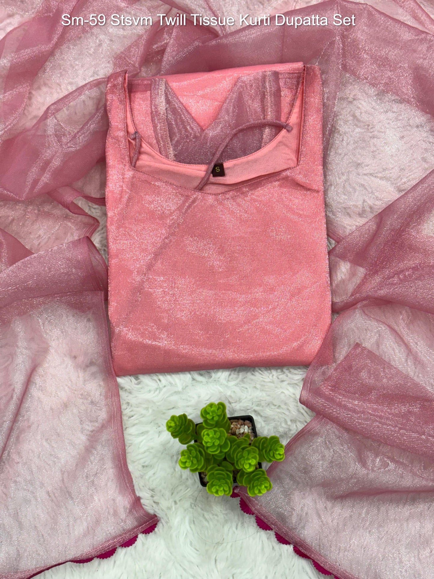 Sm-59 Stsvm Twill Tissue Kurti Dupatta Set