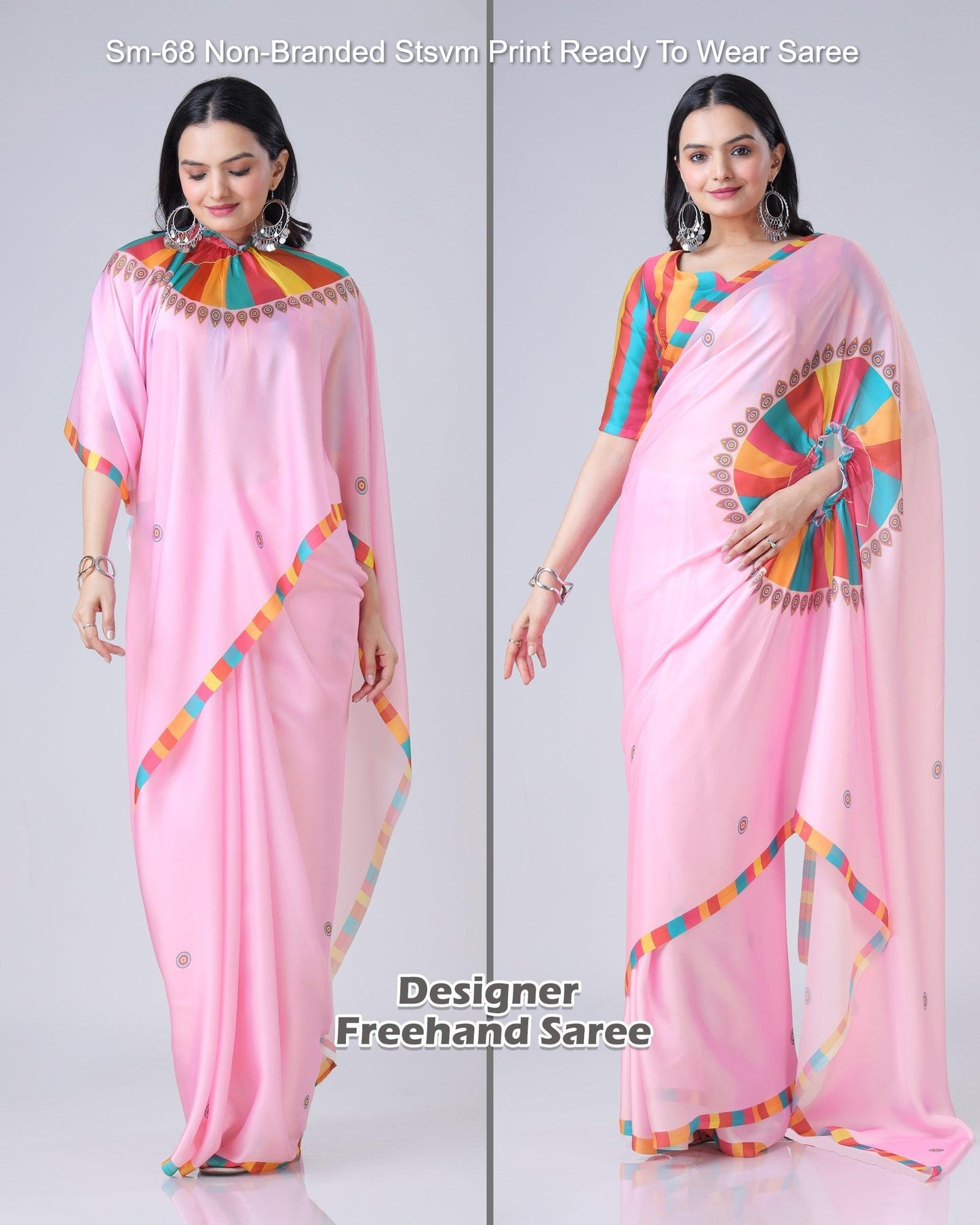 Sm-68 Non-Branded Stsvm Print Ready To Wear Saree