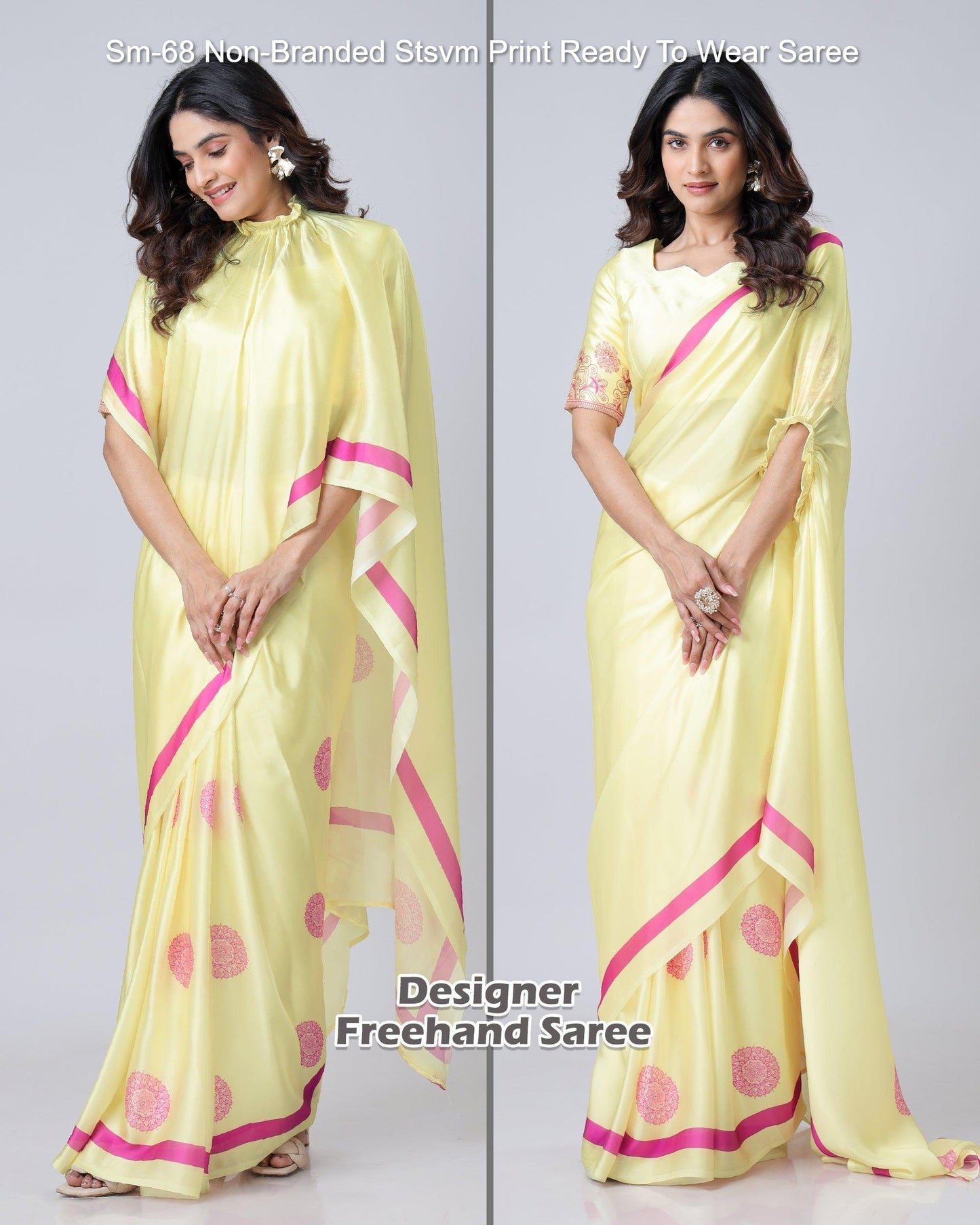 Sm-68 Non-Branded Stsvm Print Ready To Wear Saree
