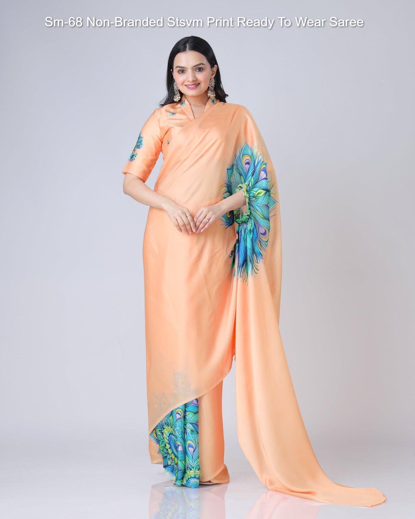 Sm-68 Non-Branded Stsvm Print Ready To Wear Saree