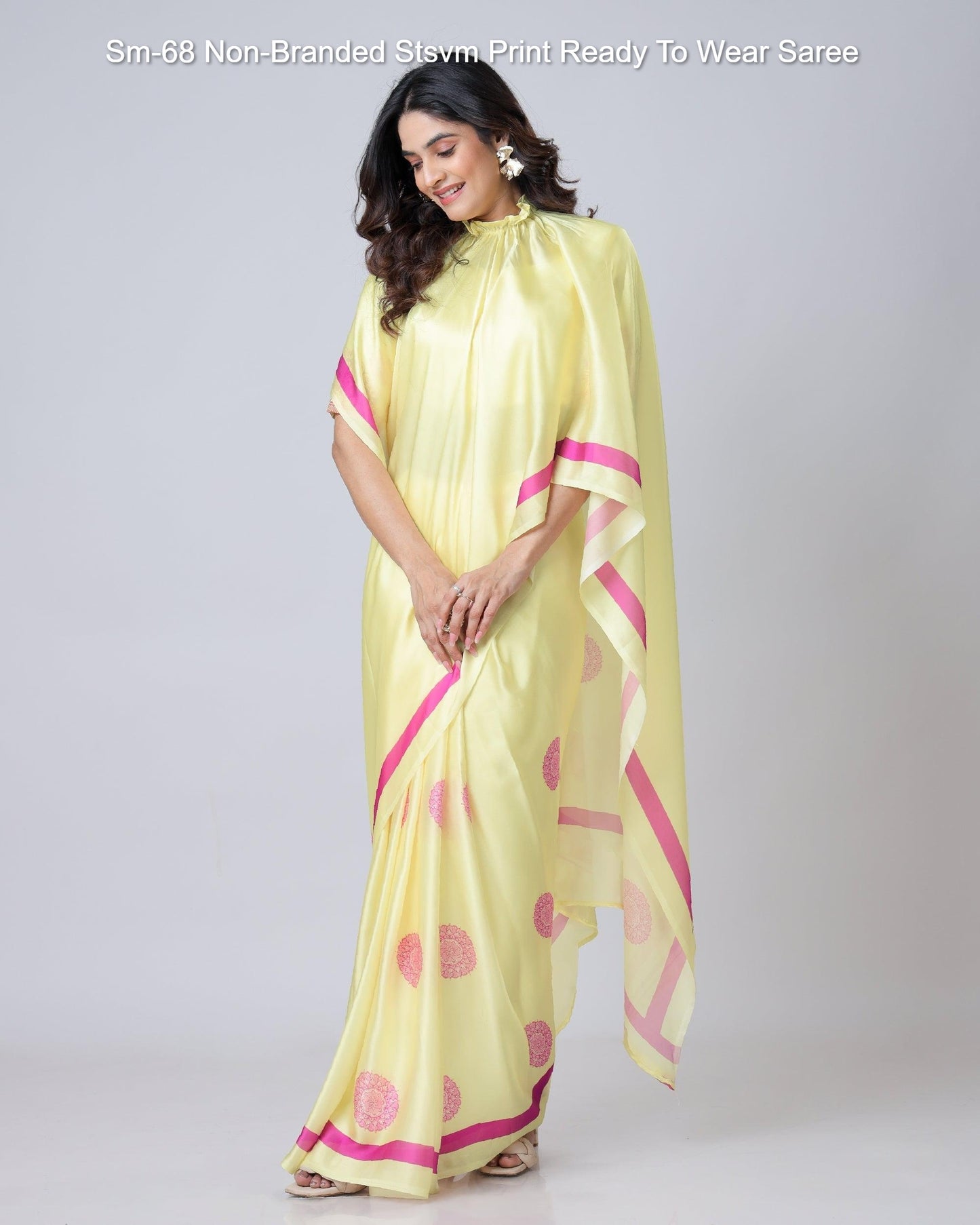 Sm-68 Non-Branded Stsvm Print Ready To Wear Saree