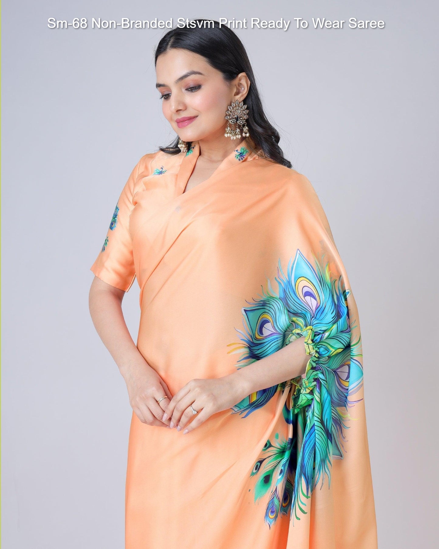Sm-68 Non-Branded Stsvm Print Ready To Wear Saree