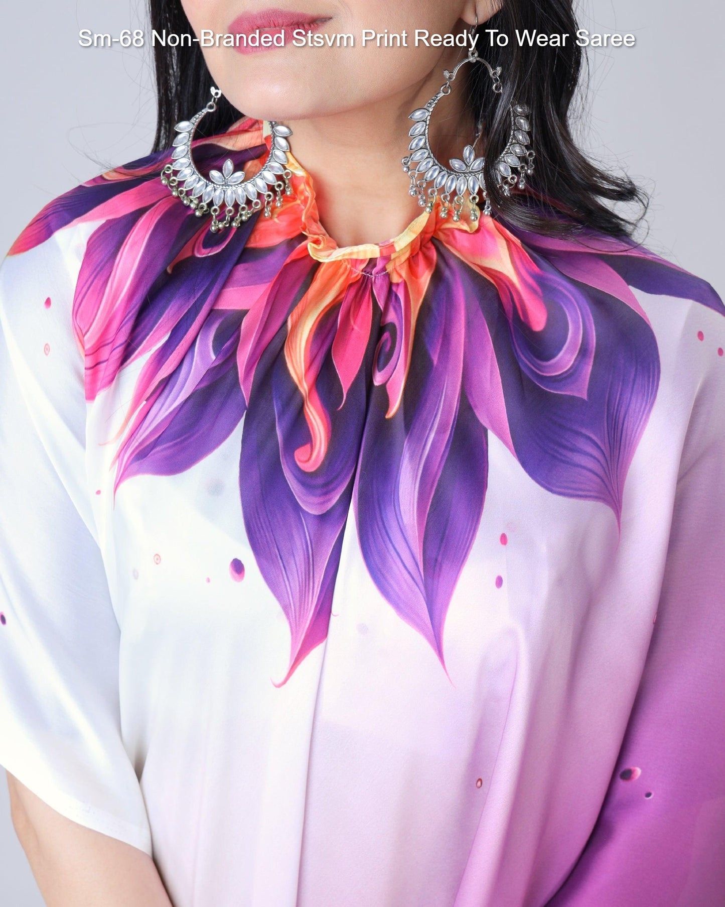 Sm-68 Non-Branded Stsvm Print Ready To Wear Saree