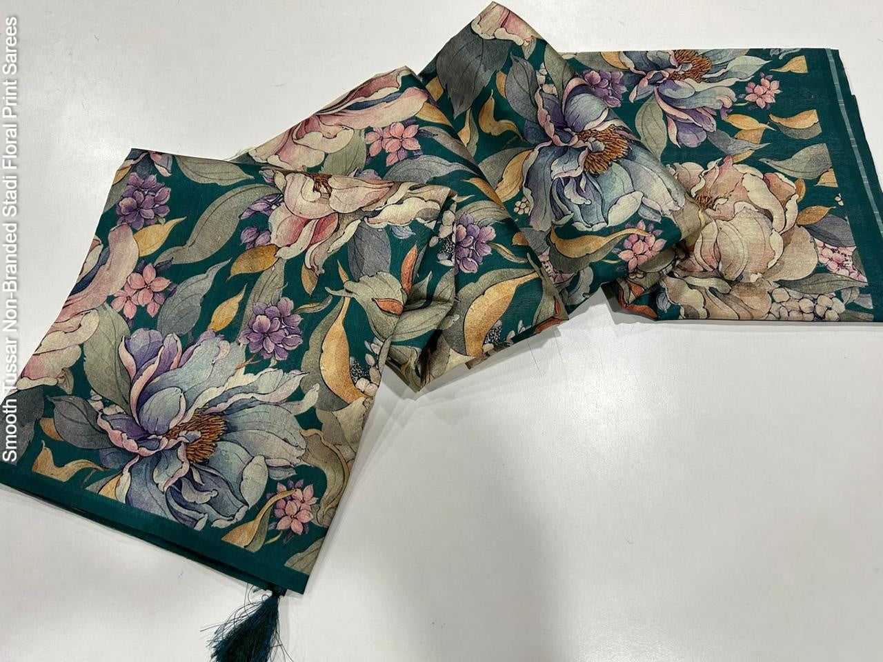 Smooth Tussar Non-Branded Stadi Floral Print Sarees