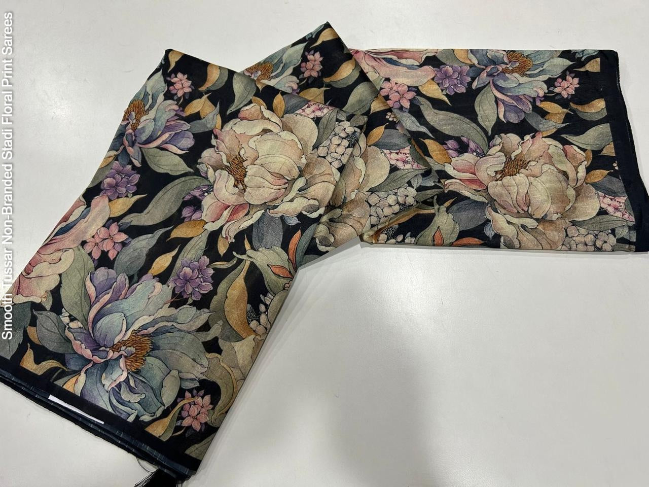 Smooth Tussar Non-Branded Stadi Floral Print Sarees
