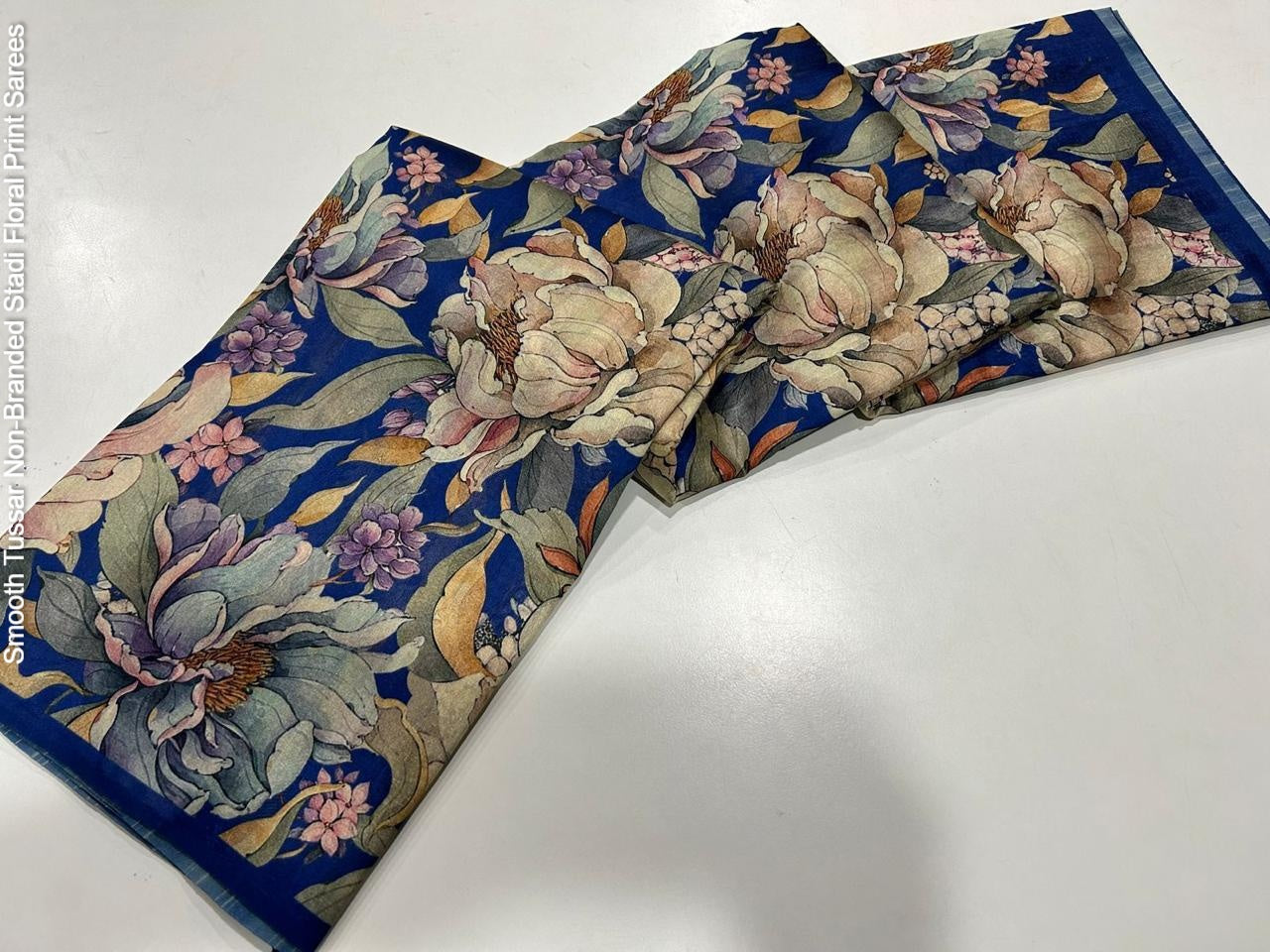 Smooth Tussar Non-Branded Stadi Floral Print Sarees