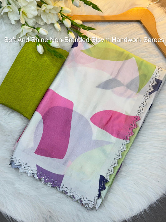 Soft And Shine Non-Branded Stsvm Handwork Sarees