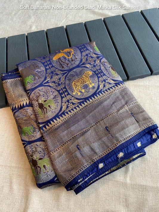 Soft Banarasi Non-Branded Stadi Matka Silk Sarees