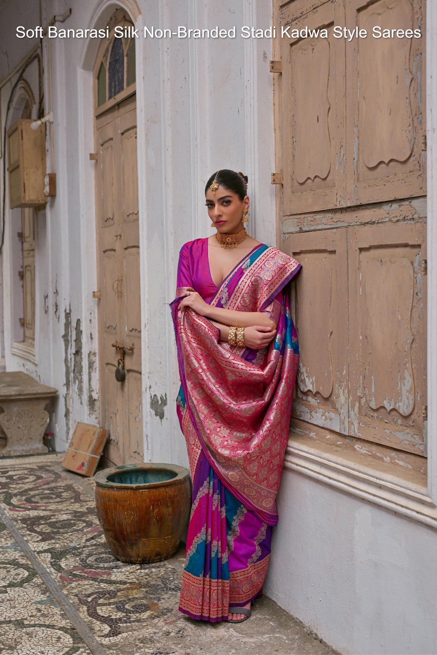 Soft Banarasi Silk Non-Branded Stadi Kadwa Style Sarees