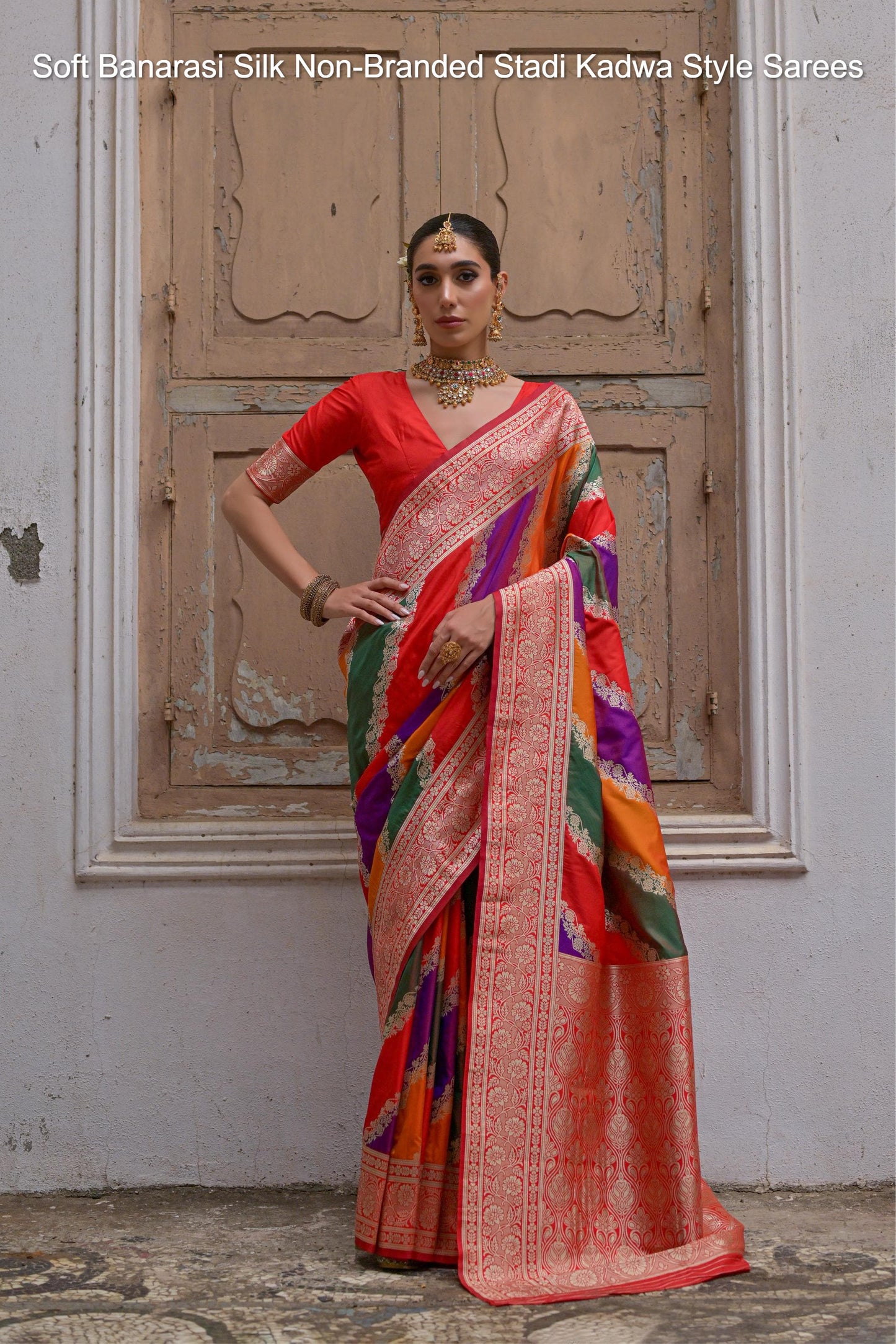 Soft Banarasi Silk Non-Branded Stadi Kadwa Style Sarees
