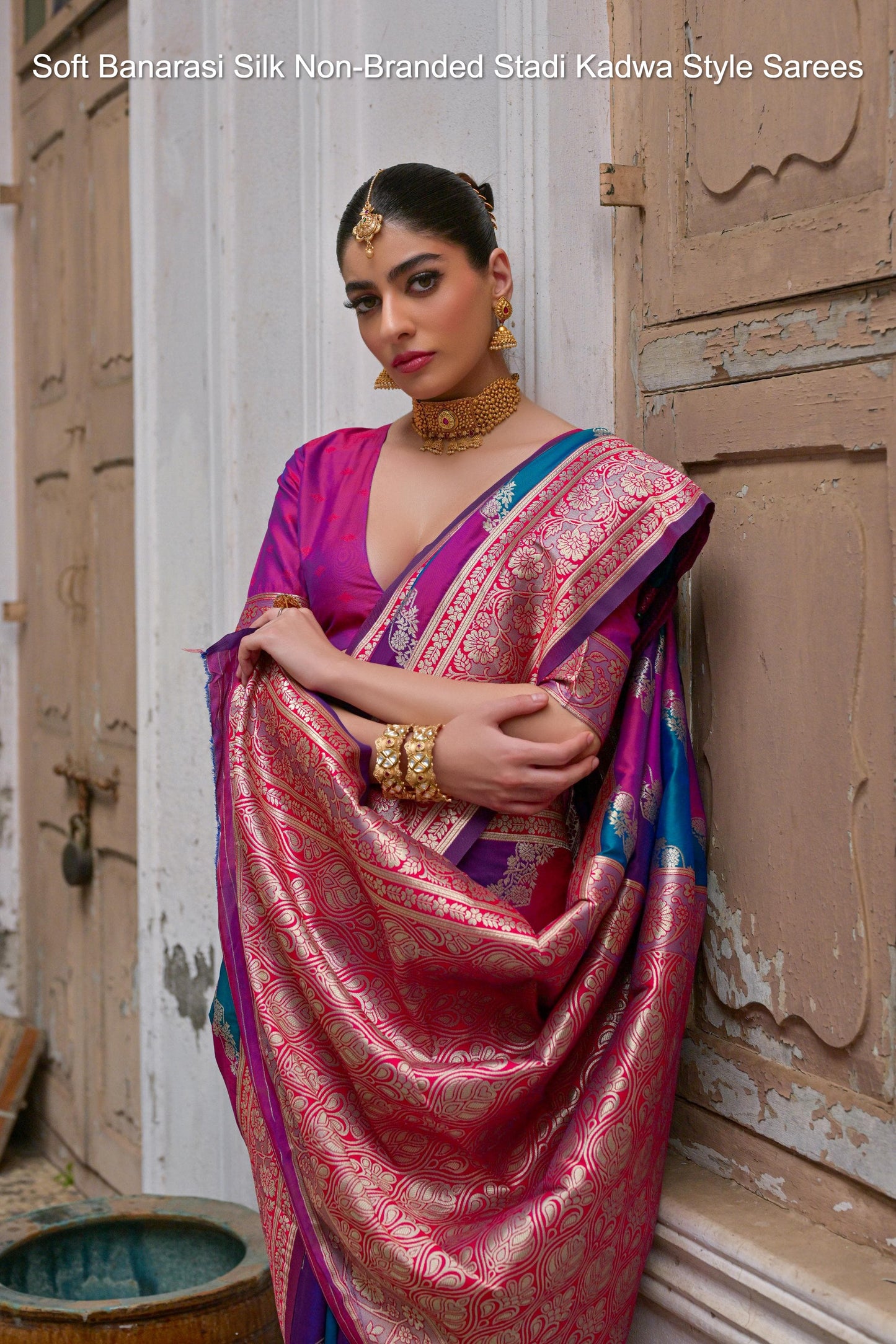 Soft Banarasi Silk Non-Branded Stadi Kadwa Style Sarees