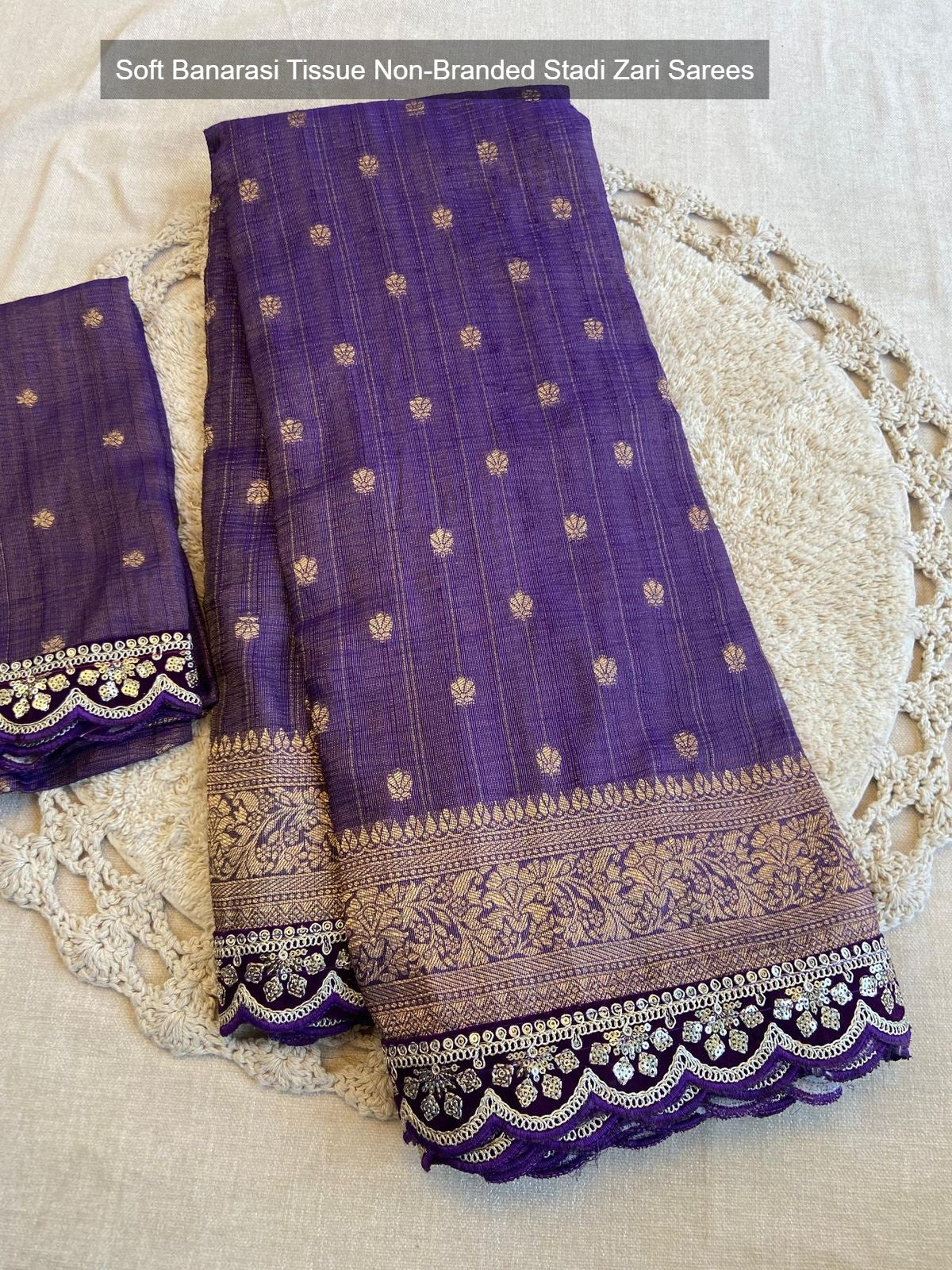 Soft Banarasi Tissue Non-Branded Stadi Zari Sarees