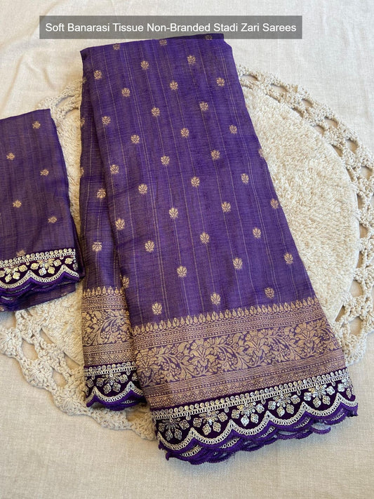Soft Banarasi Tissue Non-Branded Stadi Zari Sarees