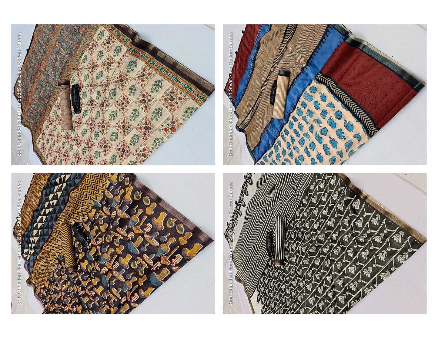 Soft Chanderi Non-Branded Stvar Slub Cotton Sarees